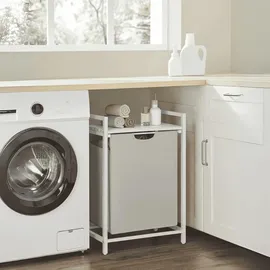 VASAGLE Wäschesammler mit Ablage, abnehmbar, Metallrahmen, weiß