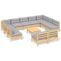 vidaXL Garten-Lounge-Set 12-tlg. grau Kiefer