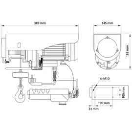 Güde Seilzug Aluminium/Stahlblech/Aludruckguss 200/400 kg blau