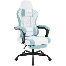 Woltu Gaming Stuhl mit Massagefunktion, Taschenfederkissen, ergonomisch, Netzstoff : Weiß+Blau Farbe: Weiß+Blau