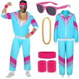 ATOWORLD 90er 80er Jahre Outfit Herren Kostüm 80er Jahre Trainingsanzug Jacke Hose Anzug 80er Accessoire 80er Jahre Kleidung Frauen Männer Erwachsene Partner Karneval Kostüm Bad Taste Party 80iger(S)