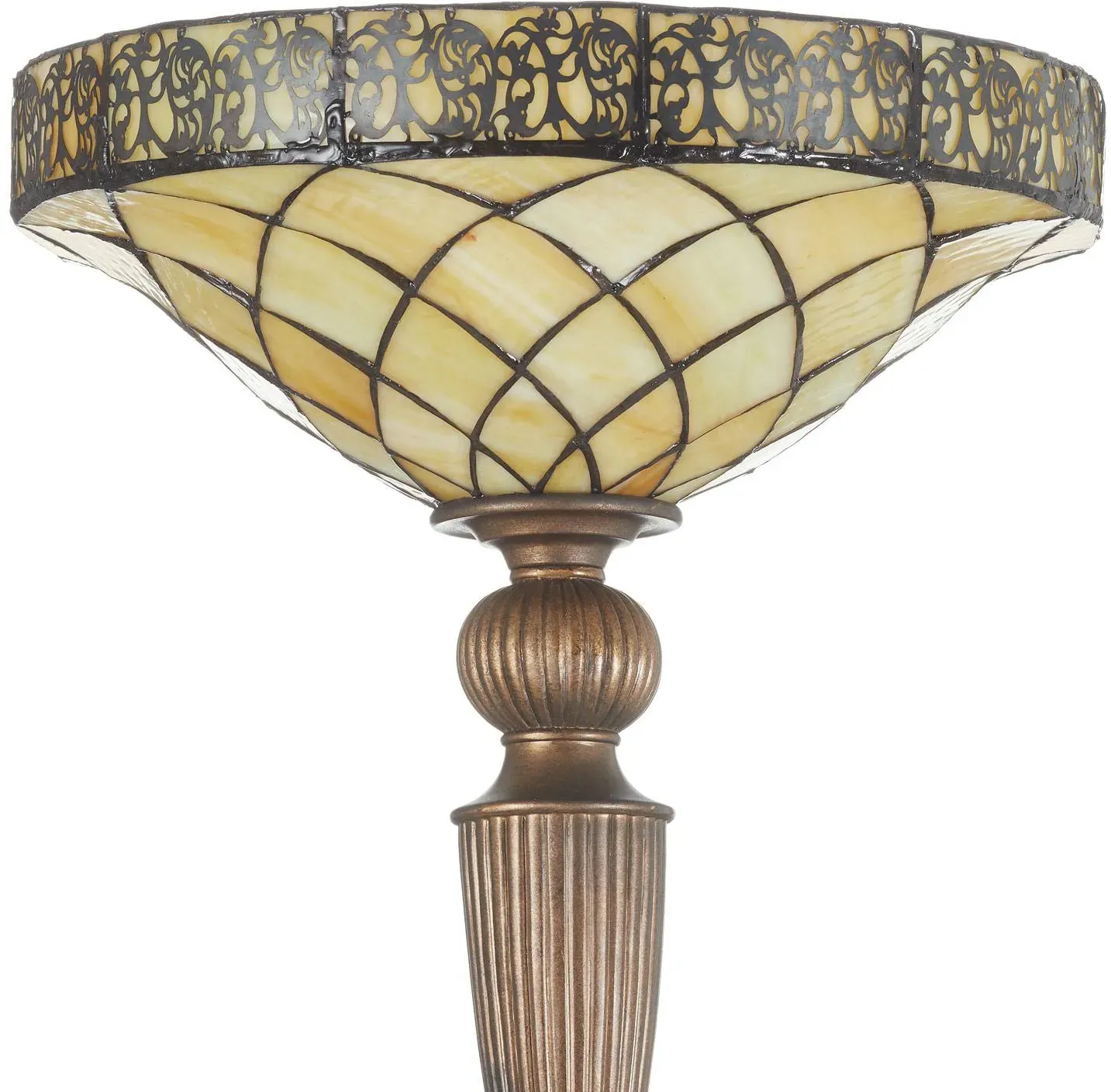Clayre&Eef Tiffany Stehlampe DIAMOND, braun / rost, für Wohn- / Esszimmer, Glas, Tiffany, Stehlampe - 41 cm - 41 cm - 179 cm
