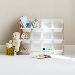 Aufbewahrungsregal mit 12 Boxen Natur - sweeek
