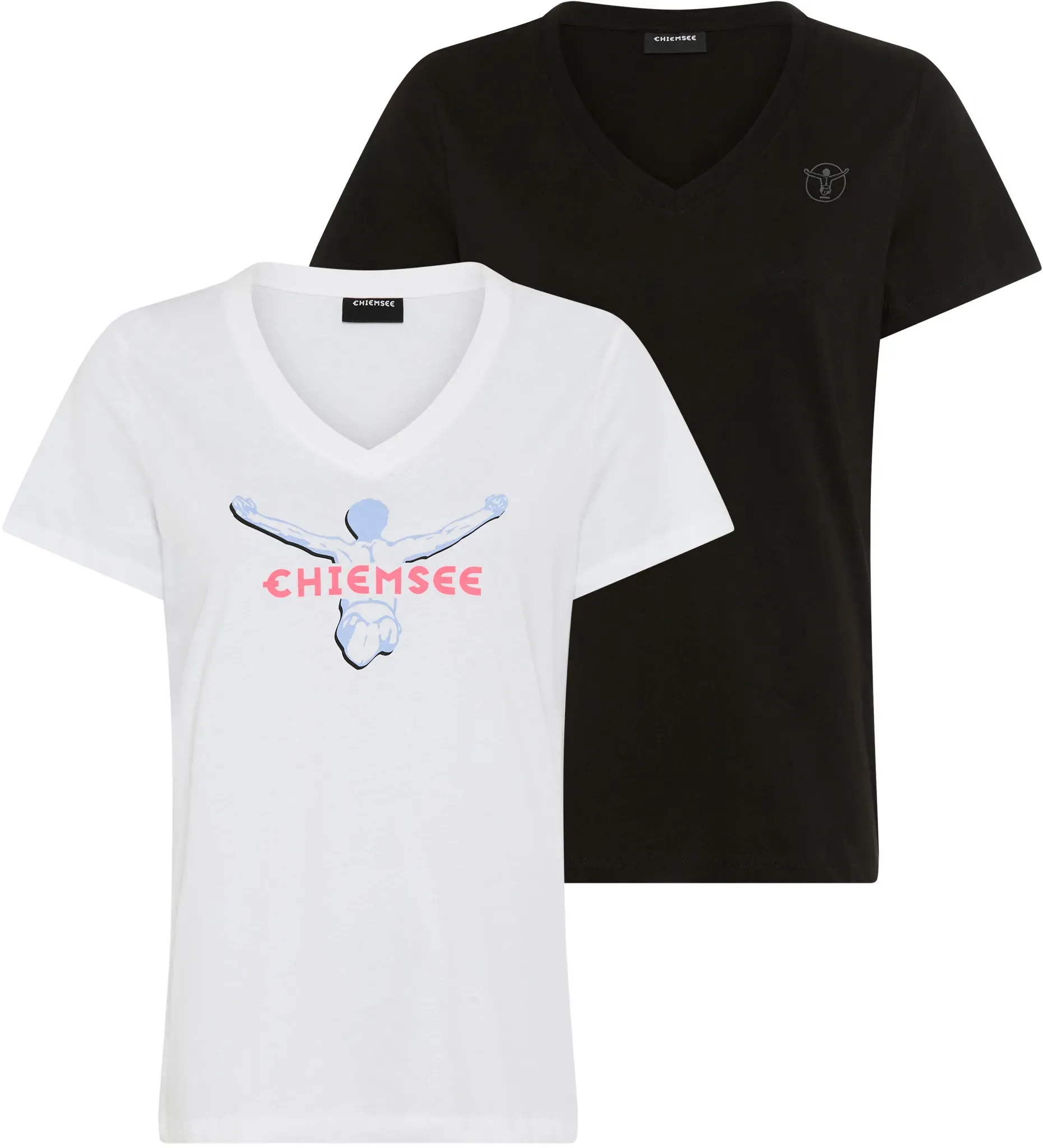 T-Shirt CHIEMSEE, Damen, Gr. M (36/38), weiß (weiß, schwarz), Obermaterial: 100% Baumwolle, Shirts T-Shirt