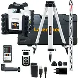 LASERLINER Rotationslaser mit Stativ & Nivellierlatte, rot, Quadrum Compact 210S Set, Roter 360 Grad Laser, Arbeitsbereich 200m,