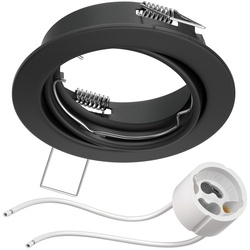 ledscom.de Decken-Einbaurahmen FERE Einbaurahmen schwarz matt schwenkbar (LED/Halogen/GU10/MR16/PAR16/50mm) inkl. GU10 Fassung
