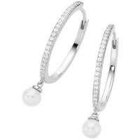 Giorgio Martello Milano mit weißen Muschelkern-Perlen und Zirkonia, Silber 925 Ohrringe Silber Damen