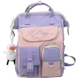 QQYG Wasserdichter College-Rucksack für Mädchen, niedlich, Nylon, Reise, Schultasche, Damen, Kawaii Rucksack, Notebook-Rucksack, lila, 26 * 17 * 40 cm