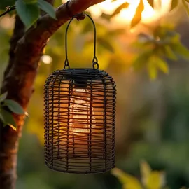 Spetebo Solarleuchte Rattan schwarz 20 x 16 cm inkl. LED Glühbirne