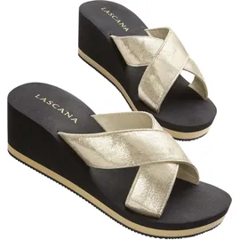 LASCANA Badepantolette Damen schwarz-goldfarben Gr.39