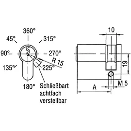 BKS Profilhalbzylinder PZ 8900 31/10 mm verschiedenschließend
