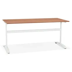 Kadima Design Bürotisch zeitlos Design | 160 x 80 cm | T-Fuß belastbar große Arbeitsfläche | Walnuss-Optik | pc-Tisch