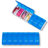 MEDIPILL - Pillendose Wochenkalender Italienisch | Pillendose für 7 Tage – 7 Fächer | kompakt und langlebig | BPA-frei | blau | ein Stück | MED-S7S-B-I