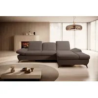 Goldstoff Ecksofa mit Schlaffunktion und Bettkasten - L-Form Sofa Beige/Grau, 1 Teile, Modernes Schlafsofa mit Sofakissen - Premium Couch Cord & L-Form braun
