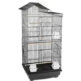 Homewell Vogelkäfig aus Metalldraht, tragbar, mit Griff und Tablett, Vogelkäfig innen auf dem Dach mit Futterhaus, ohne Spielzeug