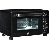 HOMCOM Minibackofen  21L, 3 Kochmodi, 100°C-230°C, 1400W, Edelstahl & Glas, Schwarz+Silber, 46,4x38x28,5cm  Aosom