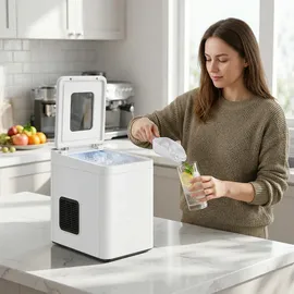 Homcom Eiswürfelmaschine, 12 kg 24 Std., 9 Eiswürfel in 7 Minuten, 2 Größen - Trinken, Barausstattung