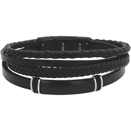 Tom Tailor Identarmband Edelstahl/Leder/Kautschuk Schwarz 2100691 Größe 20+1,5 cm