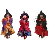 kesurpae 3 Stück/Set realistische Halloween Hexe Puppen, breite Anwendung, einfaches Aufhängen, Horror Hexe Figur aus Kunststoff