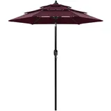 furnicato Sonnenschirm mit Aluminium-Mast 3-lagig Bordeauxrot 2 m