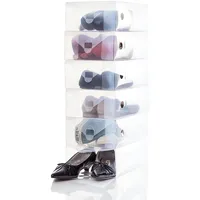 Lumaland 5er Set Damen Schuhbox Aufbewahrungsbox Organizer aus Kunststoff transparent stapelbar ca. 30 x 18,5 x 9,7 cm