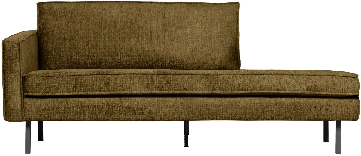 Daybed Rodeo aus Struktursamt, modern und gepolstert, links, brass braun, elegantes Design