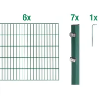 GAH Alberts Alberts Doppelstabmattenzaun-Komplettset | grün | Höhe 100 cm Länge 12 m | Grün