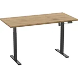 VCM my office Lona elektrisch höhenverstellbarer Schreibtisch honig-eiche rechteckig, T-Fuß-Gestell schwarz 110,0 x 80,0 cm