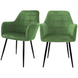 ML-DESIGN Stuhl Esszimmerstuhl ergonomisch & gepolstert, Esstischstuhl mit Rückenlehne (2 St), Wohnzimmerstuhl Salbei Samtbezug Küchenstuhl Polsterstuhl grün