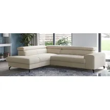 Cotta Ecksofa COTTA "Aura L-Form, B: 260 cm", weiß (ivory), B:260cm T:210cm, Sofas, Ecksofa, mit Bettfunktion, Bettkasten & Kopfteilverstellung