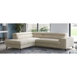 Cotta Ecksofa COTTA "Aura L-Form, B: 260 cm", weiß (ivory), B:260cm T:210cm, Sofas, Ecksofa, mit Bettfunktion, Bettkasten & Kopfteilverstellung