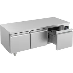 Kühltisch LIEST | 3x Schublade | 280 Liter, HxBxT 60x160x70cm | -2/+8°C | Edelstahl | + CHEFGASTRO Geschirrtuch