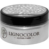 Lignocolor Glitzer Farbe (100 ml, Silber) Möbel und Wände in Glitter Optik, Effektfarbe Glitzereffekt, nicht deckend (transparent) – Made in Deutschland