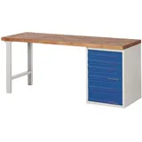 tecwerk Werkbank Ser.BK 650 B2000xT700xH840mm Buche lichtgrau/blau 6 Schubl.TECWERK