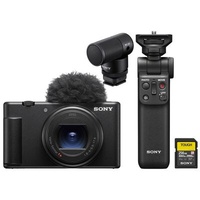 Sony Vlog-Kamera ZV-1 II + Bluetooth Mikrofon G1 + Bluetooth Griff VPT2BT + 256 GB Tough SD-Karte