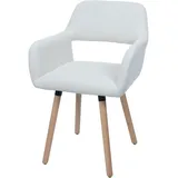 Mendler Esszimmerstuhl HWC-A50 II, Stuhl Küchenstuhl Polsterstuhl, Holz Stoff/Textil Cord (400g/m2) creme-weiß