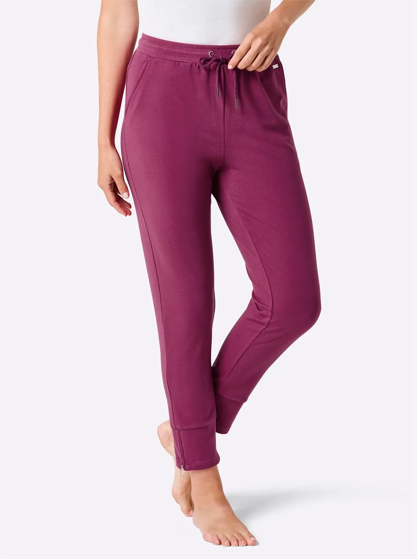 Jerseyhose FEEL GOOD, Damen, Gr. 20/21, Kurzgrößen, malve, 95% Baumwolle, 5% Elasthan, unifarben, Hosen Jerseyhose