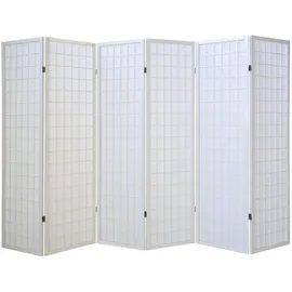 Homestyle4u 6-tlg Paravent in Weiß 264x175 cm