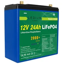Lerian Power LiFePO4 Akku 12V 24Ah Lithium-Eisen-Phosphat Batterie für Camping Boot Solar