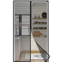 jarolift Easy Fliegengitter-Magnetvorhang für Türen, | 140x240 cm, schwarz | jarolift Insektenschutz Türvorhang / Fliegenvorhang ohne Bohren, Magnetverschluss