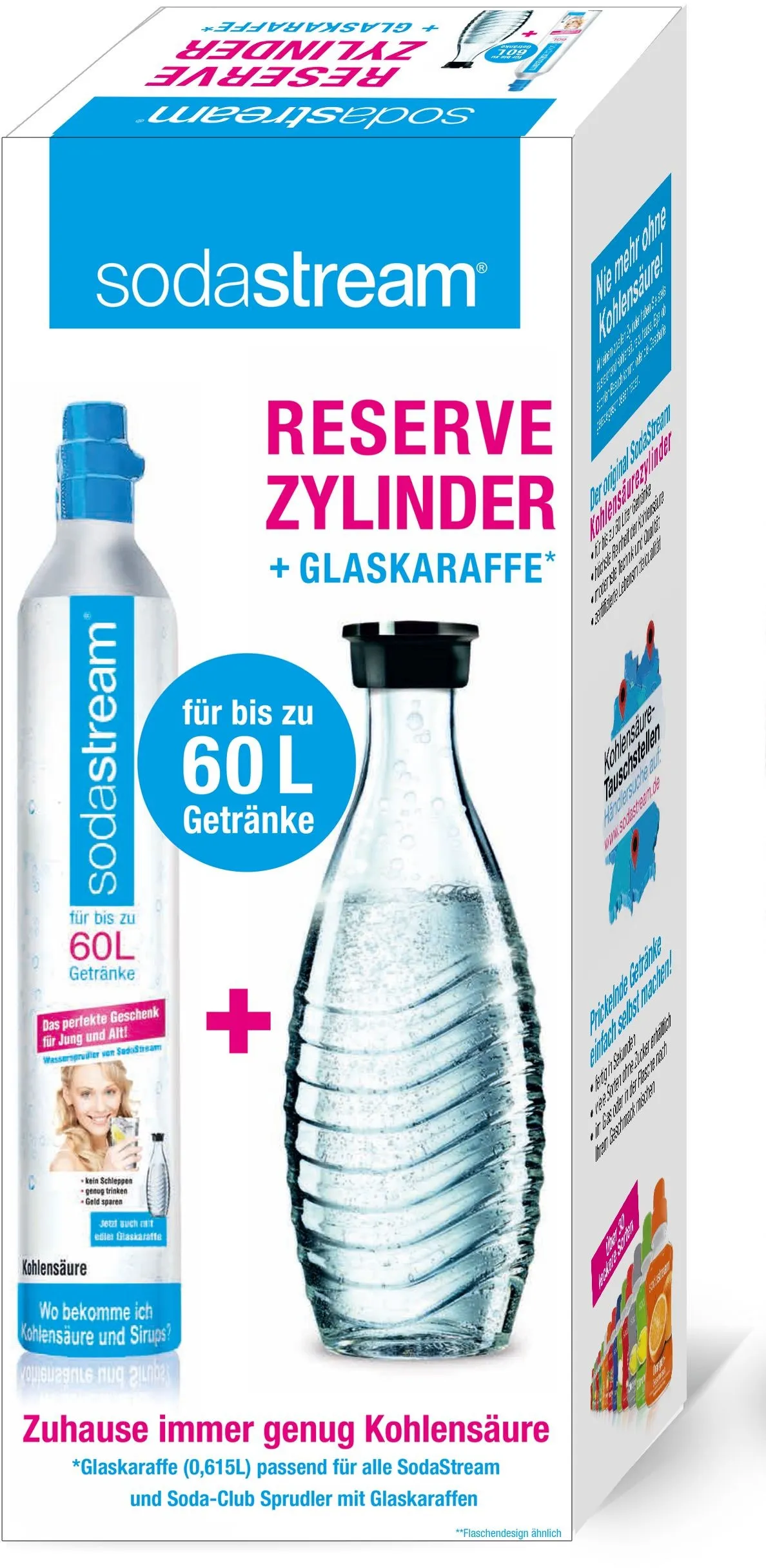 Sodastream Reserve-Zylinder 60l + Glaskaraffe