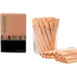 100% Vegane Holzstrohhalme, Nicht Bambus Weltweit Ersten Chemikalienfreien Wiederverwendbare Coctail Holzstrohhalme, Umweltfreundlich, Besonders Haltbar für Zuhause, Bar und Draußen (11 CM, 6, stück)