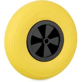 Relaxdays Schubkarrenrad 3.50-6, Vollgummi, Kunststofffelge, Ersatzrad Schubkarre, pannensicher, 100 kg, gelb/schwarz