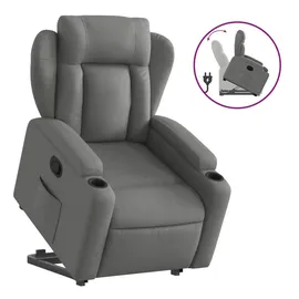 vidaXL Relaxsessel mit Aufstehhilfe Dunkelgrau Stoff