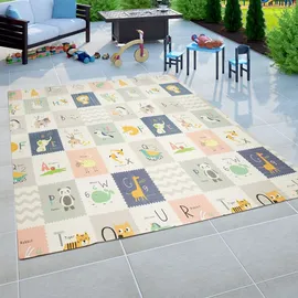 Paco Home Spielmatte Krabbelmatte Baby Matte Faltbar Abwaschbar Wendbar Tier Motiv - Bunt