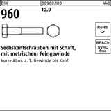 Hörger & Geßler Sechskantschraube DIN 960 Schaft M18x1,5x 90 10.9 25 Stück