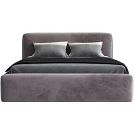 mebloland Polsterbett LUMO 140 x 200 mit Matratze und Bettkasten. Farbe: Grau - Grau