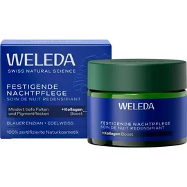 Weleda Bio Festigende Nachtpflege Blauer Enzian & Edelweiß - Naturkosmetik Anti Aging Gesichtscreme/Feuchtigkeitscreme mindert Falten/Pigmentflecken & aktiviert die Zellerneuerung (vegan, 40ml)
