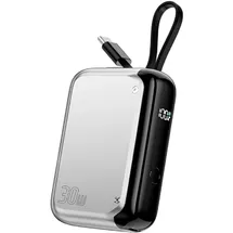 4smarts Powerbank Pocket mit USB-C Kabel 10000mAh - silber