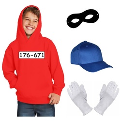 coole-fun-t-shirts Kostüm Kinder Set Gangster Bande KOSTÜM Fasching Karneval Sweatshirt Kapuze 128